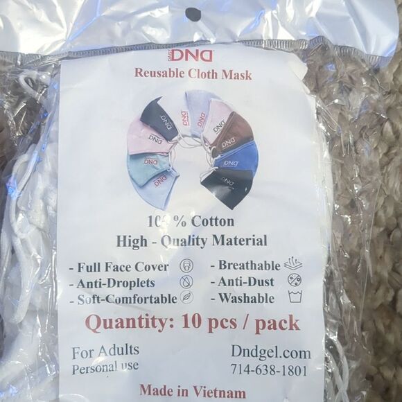 DNDgel 10 Pack Cotton Cloth Face Mask White Comfortable Washable Salon - Picture 2 of 5